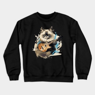 Ragdoll Cat Playing Guitar Crewneck Sweatshirt